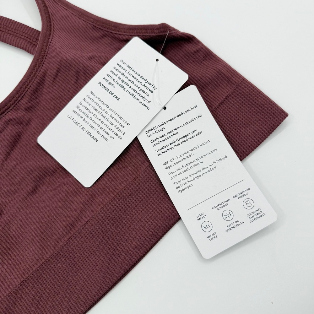 Athleta Aurora Bra A-C Spiced Plum Ribbed Seamless Light Impact Sports Bra M NEW - Picture 5 of 8